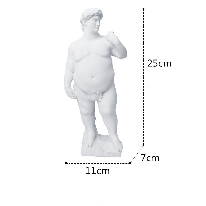 Creativity Resin Figure Sculpture David Obesity Fat David Handicraft Statue Nude Naked Man Body Art Home Decoration Ornaments