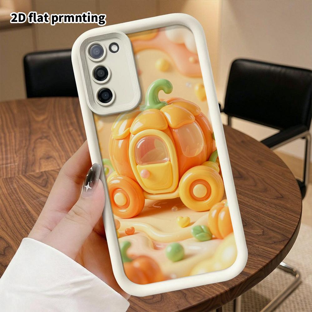 Phone Case: 2D flat design suitable for Samsung Galaxy A34 A35 M05 M06 S20 S22 S21 FE Plus 5G protective case, pumpkin carriage, Christmas and Hallowe