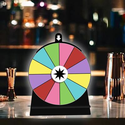 Farbiges rotierendes Rad-Trinkspiel für Erwachsene, editierbar, wiederverwendbar, mit Ständer, Roulette, Glück
