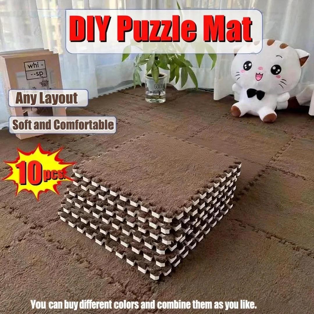 10 шт. Матовый детский коврик Игрушки Плюшевый детский игровой коврик EVA пена Развивающий коврик Пазл Детский мягкий напольный ковер Игровой коврик для ползания кофейный