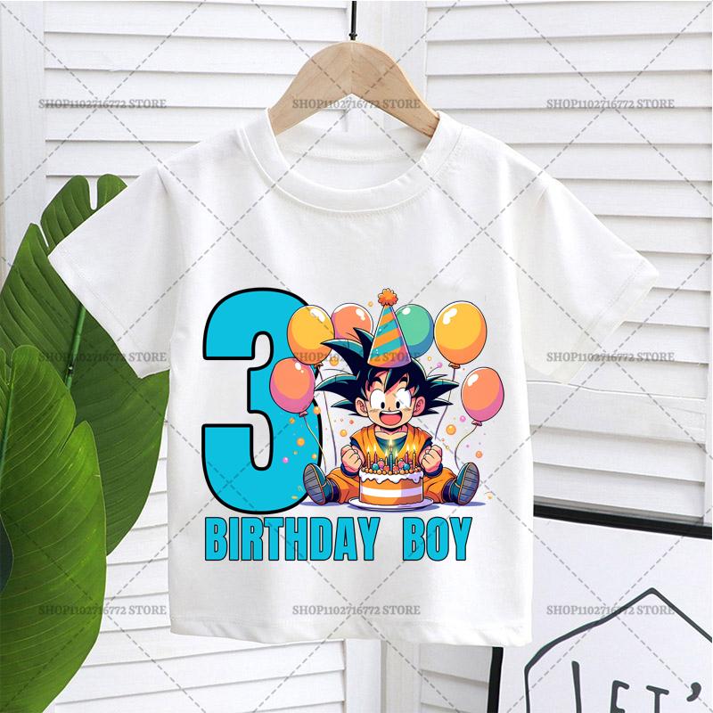Neues Dragons Ball T-Shirt Junge Nummer Geburtstagskleidung Mode Goku Anime Figur Print Kleidung Top Kind Sommer Atmungsaktives Top Geschenk
