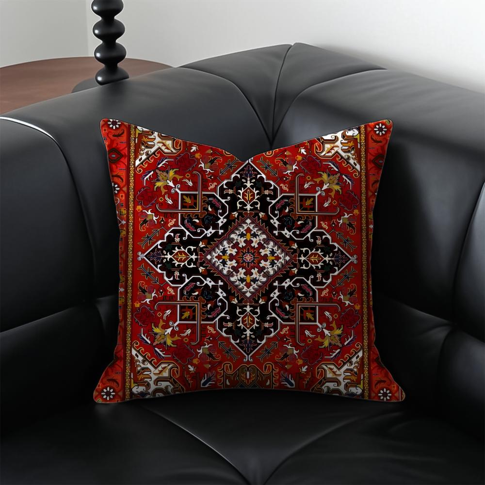 Vintage Persian Style Pillow Cushion Cover Pillow Case Anti-Dustmite Invisible Zipper Silky Plush Cushion