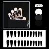 24Pcs French Tip Extra Long Ballerina Press On Nails Detachable Artificial Fake Nails Wearable Nail Art Tips