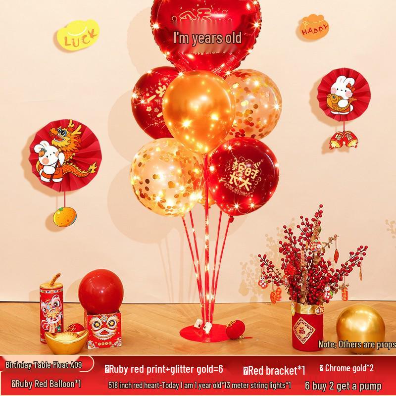 Red Party Birthday Balloon Decorations for Children's Milestones: Full Month, 100 Days, First Birthday