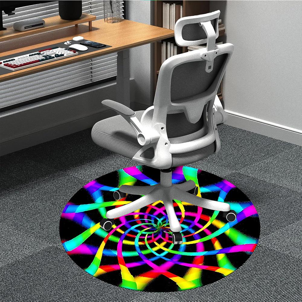 

1pc Rainbow Spiral Pattern Chair Carpet for Office Non-Slip, Rug for Office, Room, Good Gift for Family or Friends, yy251226190 80cm by 80cm