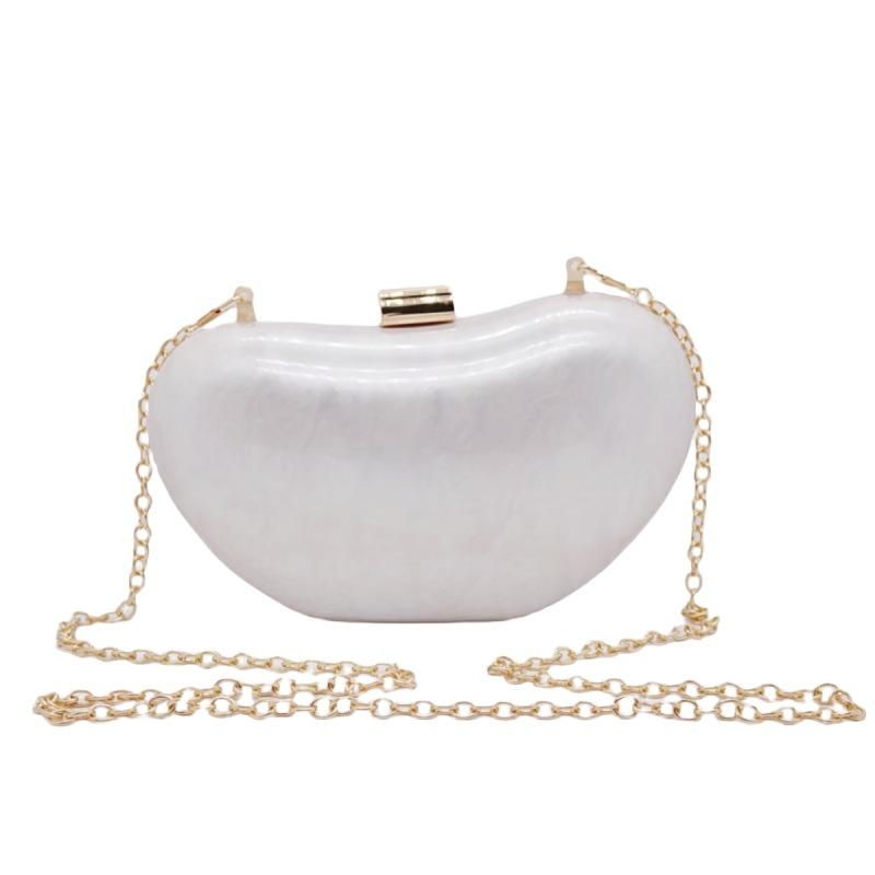 Stylish Pea Shaped Acrylic Evening Clutch Bag Minimalist Women's Chain Shoulder Bag Elegant Wedding Purses for Formal Occasions