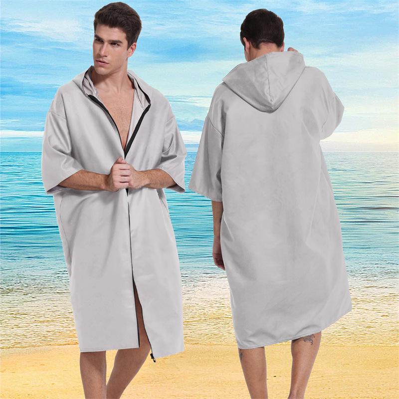 Quick-Dry Surf & Dive Change Robe: Zippered, Absorbent Beach Towel Poncho