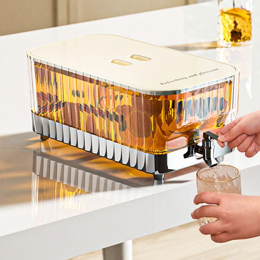 3/5/9L Large Capacity Summer Cold Water Kettle with Tap Refrigerator Fruit Tea Cold Brewing Kettle Leakproof Clear