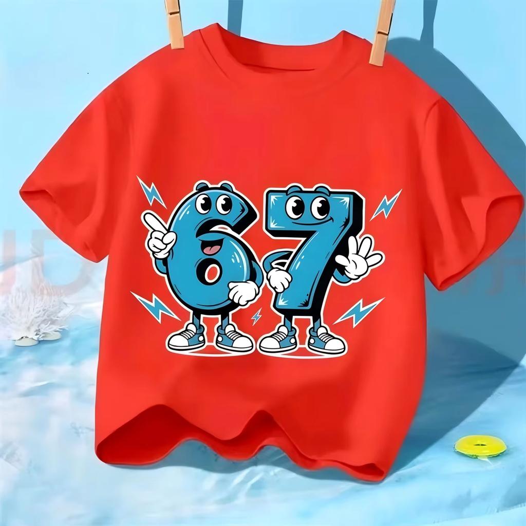 Kids 67 Themed Colorful Print TShirt Soft Cotton Fabric Breathable and Comfortable Ideal for Toddlers and Childrendf0317