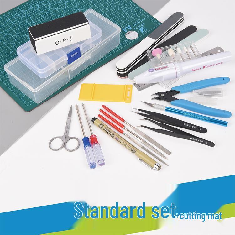 Gundam Modellmonteringsverktygssats: Avbitare, Hobbykniv, Pincetter, Elektrisk polermaskin