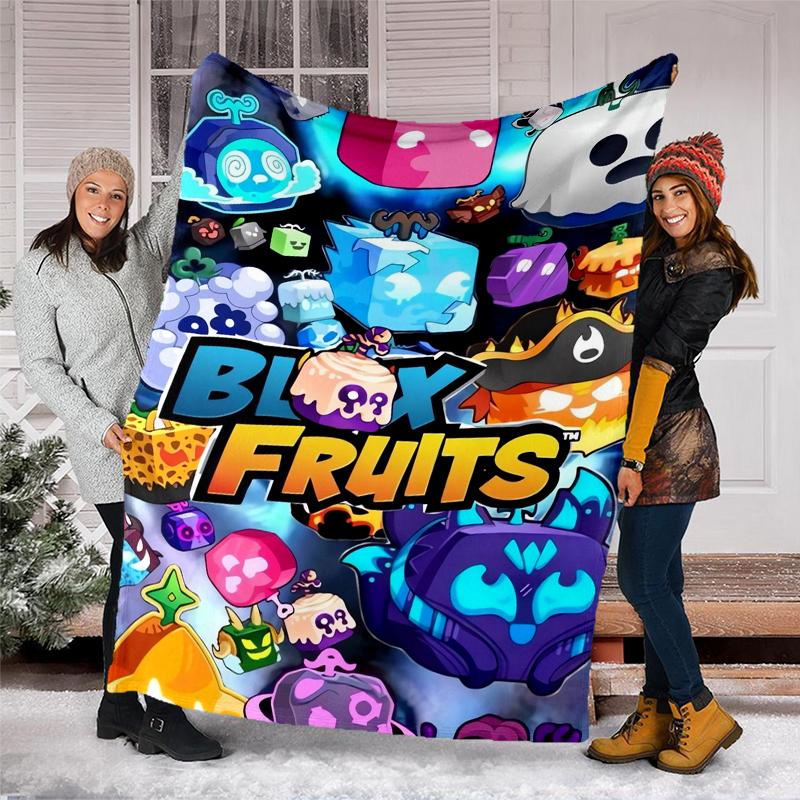 Coperta Stampata Tema Blox Fruits - Perfetta per Divano, Letto, Viaggio e Uso Esterno | Lavabile in Lavatrice, Accogliente e Durevole.