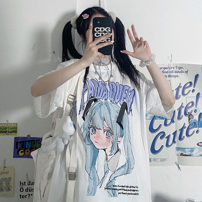 Cartoon Graphic Printed T-shirt Women Men Oversized Y2k Short Sleeve High Quality Streetwear Harajuku Male Female Clothing