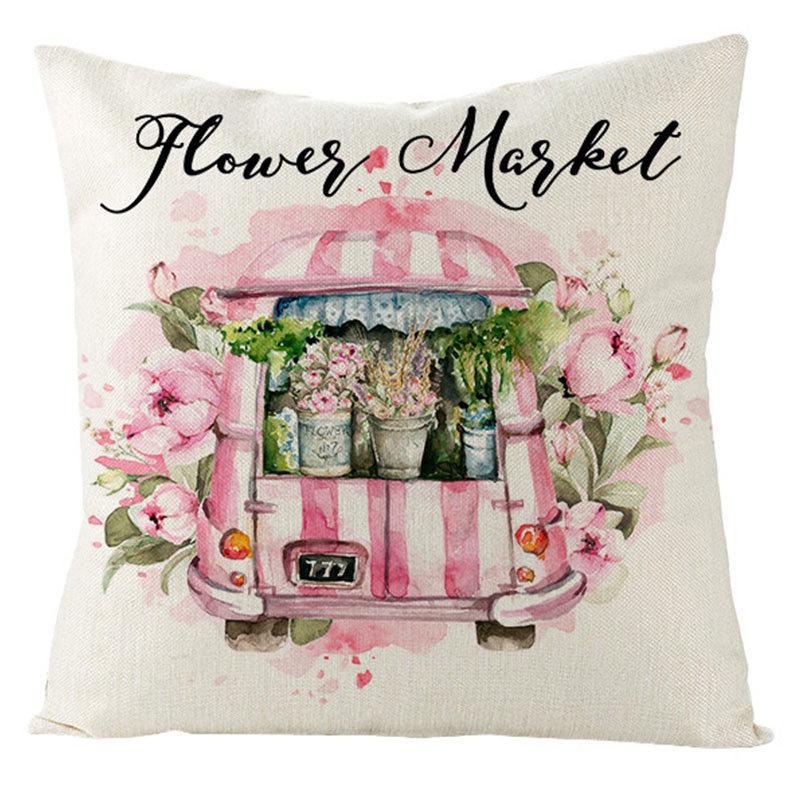 Spring Pillow Case Sofa Waist Pillow Case Garland Truck Light Luxury Home Office Pillow Pillow Case