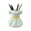 Bow Dress Pencil Cup, Ceramic Desk Organizer, Cute Makeup Brush Holder for Girls Room, Office Gift for Women