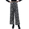 Spring and Autumn Women's Pants Casual Trousers Zebra Printed Wide Leg Pants