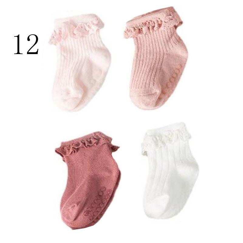 4Pair/lot New Baby Children's Non-slip Autumn Winter Cotton Socks Solid Color Baby Foot Socks