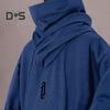 Men Winter Hoodie High Collar Neck Protection Hooded Pullover Long Sleeves with Big Pocket Elastic Cuffs And Hem Loose Daily Sport Top