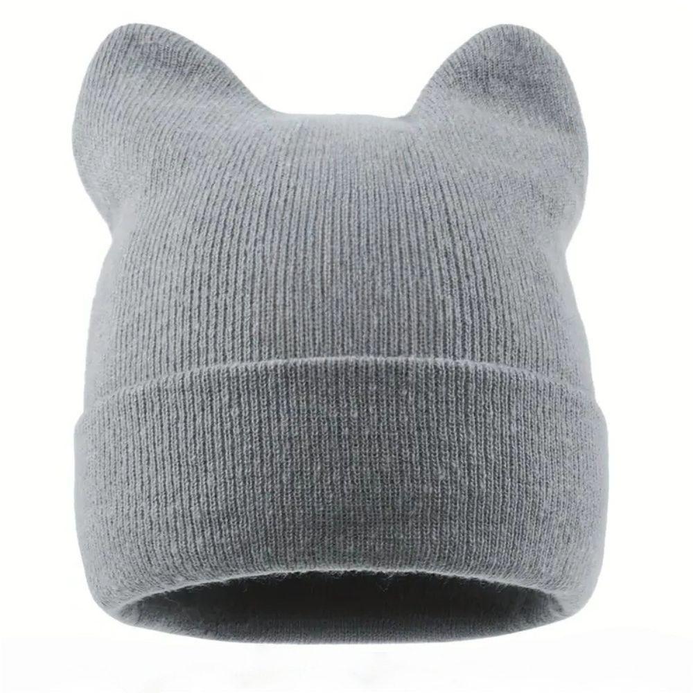 Cute Cat Ears Beanie Hats Y2K Pullover Hat Kawaii Knitted Hat Girls