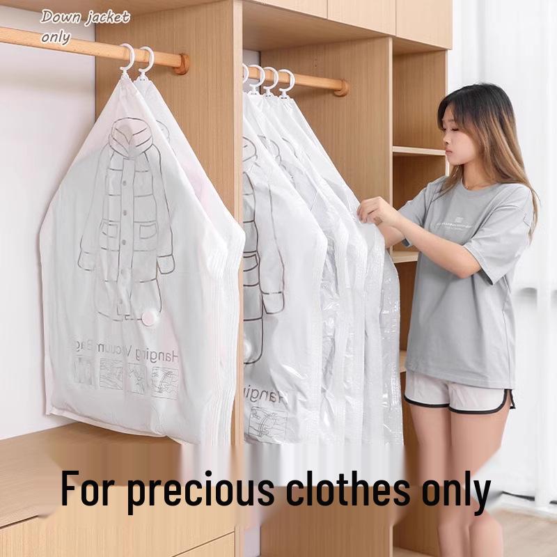 Hanging Vacuum Compression Storage Bag for Jackets and Quilts
