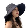 (Einheitsgröße, Schwarz) Damen-Sonnenhut mit Nackenschutz Unifarben Atmungsaktiv Breiter Rand Strandhut für Outdoor-Wanderungen
