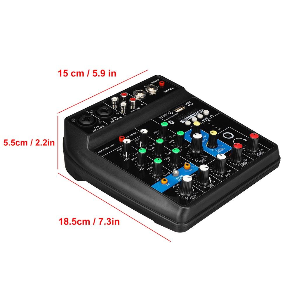 Professional Audio Mixer 4 Channel bluetooth Sound Mixing Console for Home KTV with USB Sound Effects