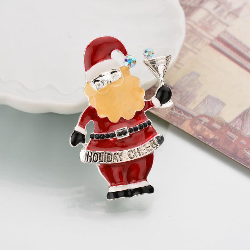 Z1236 Festive Brooch: European & American Christmas Wreath & Santa Claus Tree Design