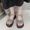 Ladies Shoes Black Pearl Round Toe Tip Platform Women's Sandals Cheap Liquidation Sandal High Quality on Offer 2025 Luxury Shoe