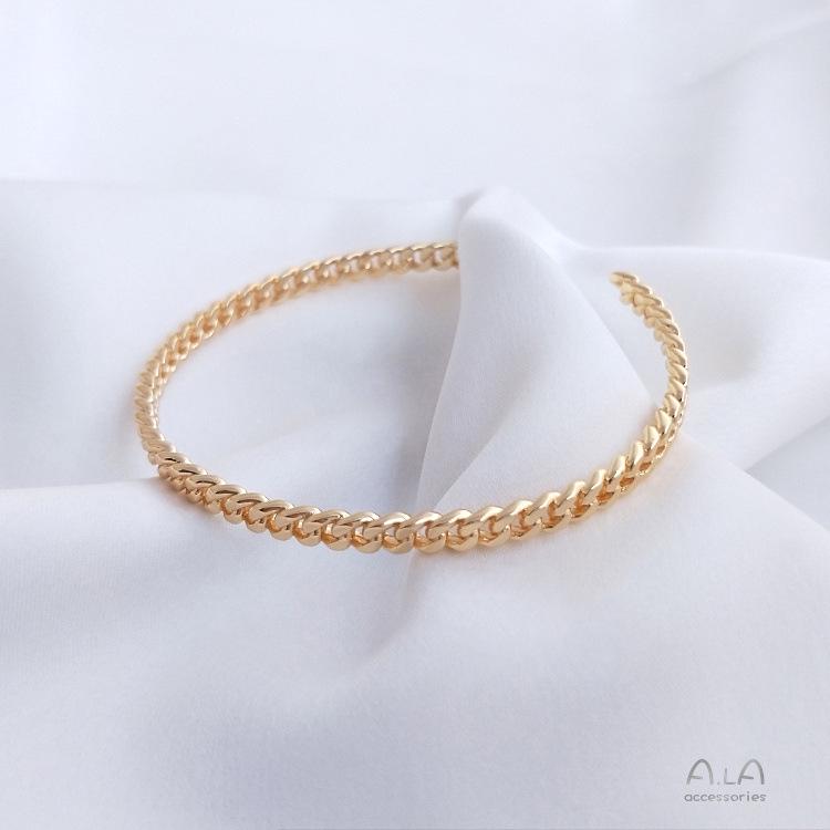 14K Gold-Filled Color-Preserving Gold Chain Bangle - Simple, Luxurious, DIY Open Circle Design.