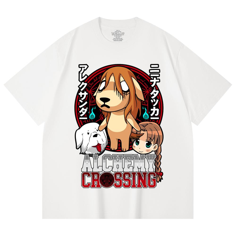 230 Gsm 100% Cotton Fullmetal Alchemist V5 Alchemy Crossing Print Unisex Heavy Cotton T Shirt