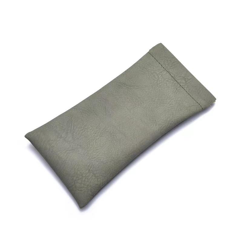 Unisex Leather Glasses Case with Automatic Snap Closure - Soft Cosmetic Storage Bag