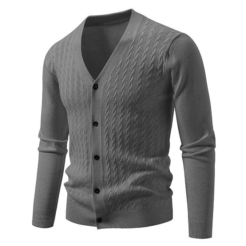 

Men s Sweater Loose V-neck Fashionable Jacquard Casual Sweater Simple Versatile High-end Cardigan Jacket 4XL сірий