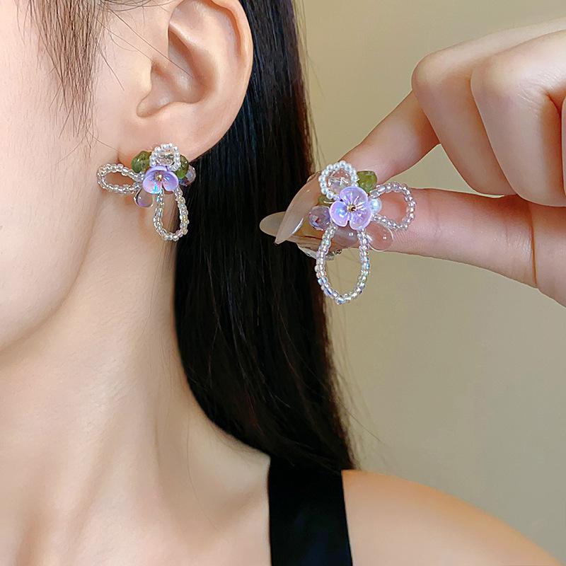 Ambience Silver Needle Flower Fringed Earrings Small Fresh Temperament Earrings Advanced Earrings Women