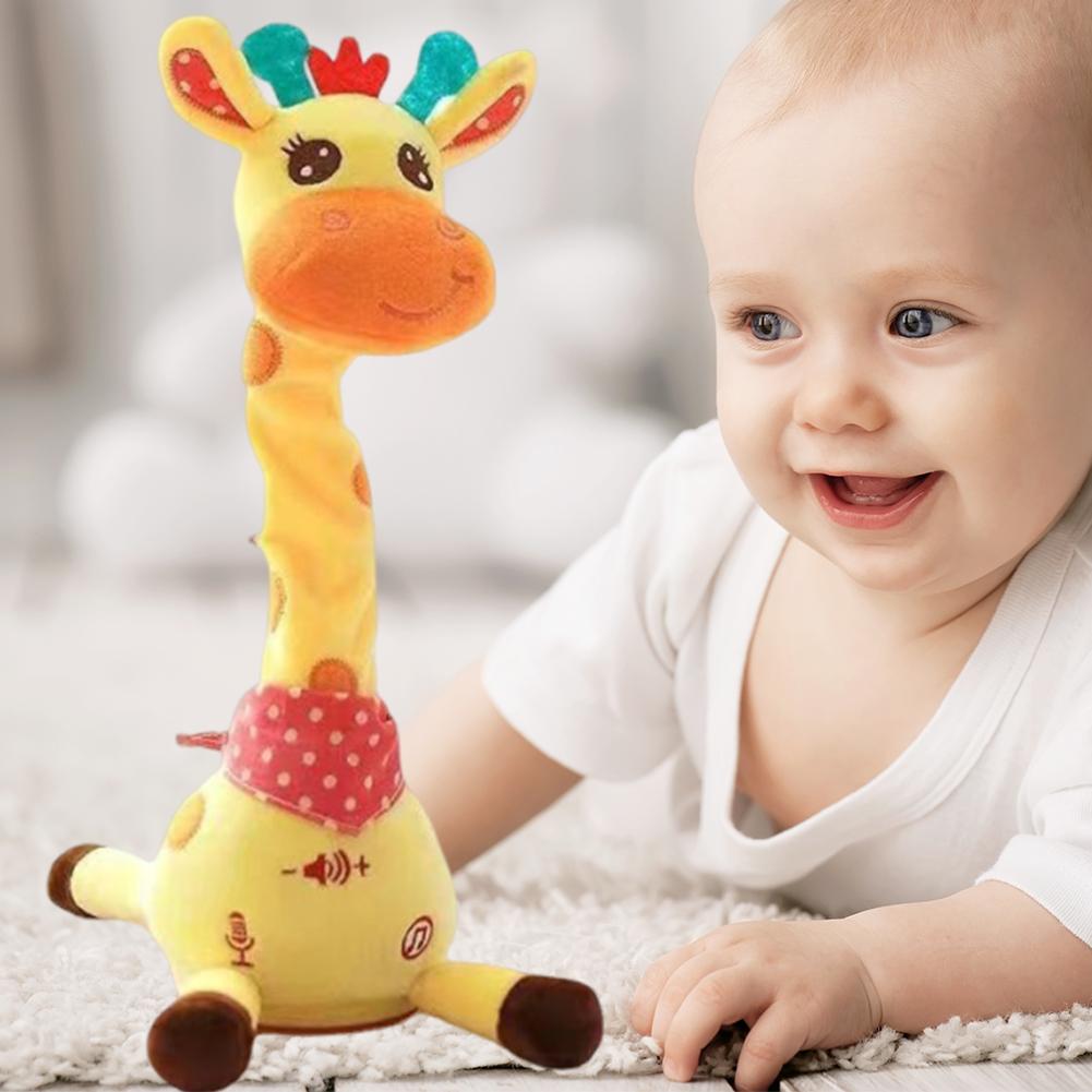 Soft Giraffe Stuffed Toys Repeat What You Say Lovely Swinging Plush Giraffe Dancing Animal Baby Toy for 6 To 12 Months Baby