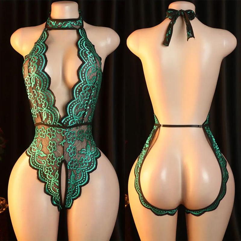 Porn Woman Naughty Crotchless Bodysuit Teddy Outfit Fit Night Calling Desire Lingerie Big Backless Deep V Seductive Sex Lencería