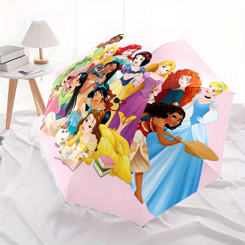 Ombrello Automatico ad Apertura e Chiusura con Personaggi dei Cartoni Animati e Principesse, 8 Stecche Antivento Portatile Pieghevole, Adatto per Uso Casuale