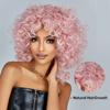 Pink Curly Synthetic Wigs for Black Women Short Kinky Curly Wig with Bangs Heat Resistant Hair Wig Halloween Cosplay Party Wigs
