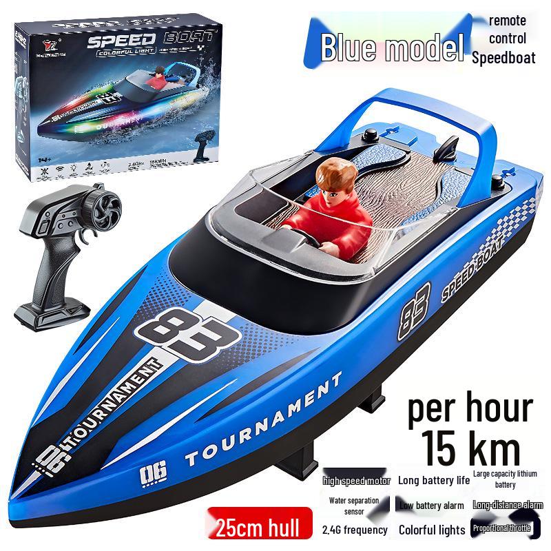 HJ821 High-Speed Remote Control Speedboat Toy: Water-Resistant, High Power, LED Lights