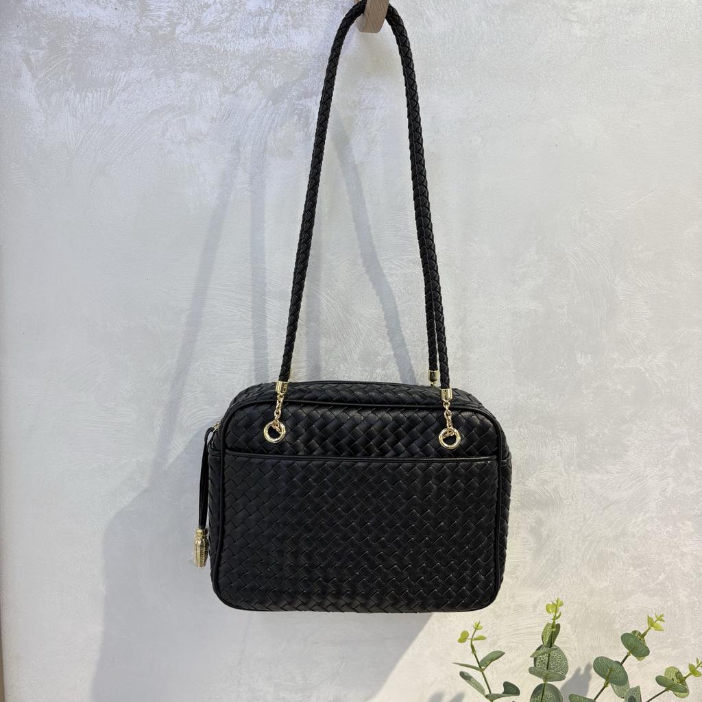 New Leather Woven Camera Bag Tofu Bag Niche Retro Boston Women's Bag Cross-border Fashion Shoulder Messenger Bag