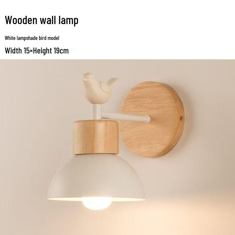 Nordic LED Wall Lamp: Modern, Simple Design for Bedroom, Living Room, or Hallway; Solid Wood Finish, Ideal for Children's Bedside.