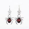 Punk Gothic Sliver Color Vampire Bat Red Drip Glaze Simulated Stereo Spider Dangle Earrings for Women Halloween Parody Jewelry