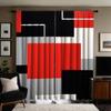 2 Pieces HD Digital Red Color Block Geometric Minimalist Curtains Home Decorating Style Decorating Living Room Bedroom Rodding C