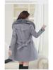 Women's Double-Breasted Wool Coat with Fur Collar
