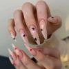24Pcs Sweet Pink Almond Fake Nails Stiletto Pink Bowknot French Cute Pearl Bows Fake Nails Girls Women Wearable Manicure