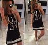 Elegant Sports Women Letter Love Printed Long T-shirt One-piece Casual Dress Zipper