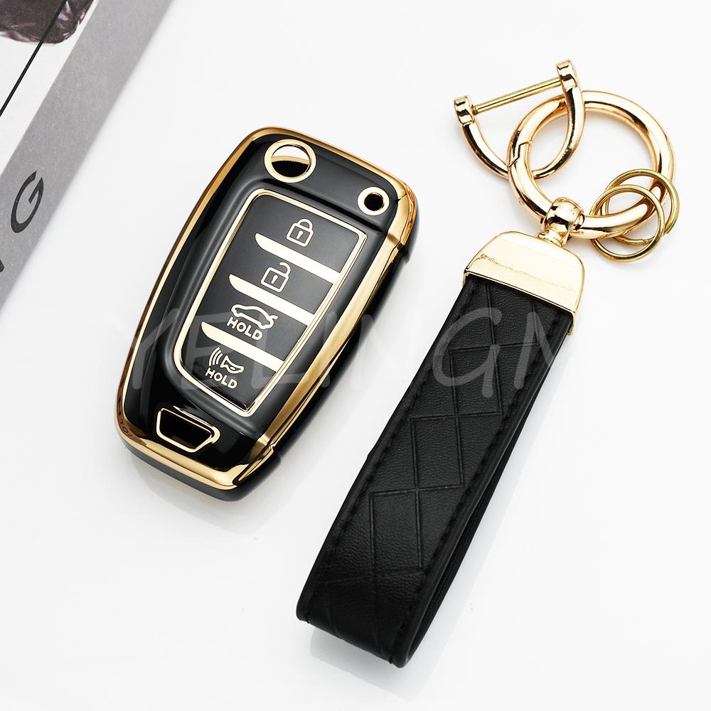 Shell Fob Car Flip Key Case Cover Holder For Hyundai Elantra Solaris Tucson I30 I35 I40 Kona Genesis Santa Fe Azera Accessories