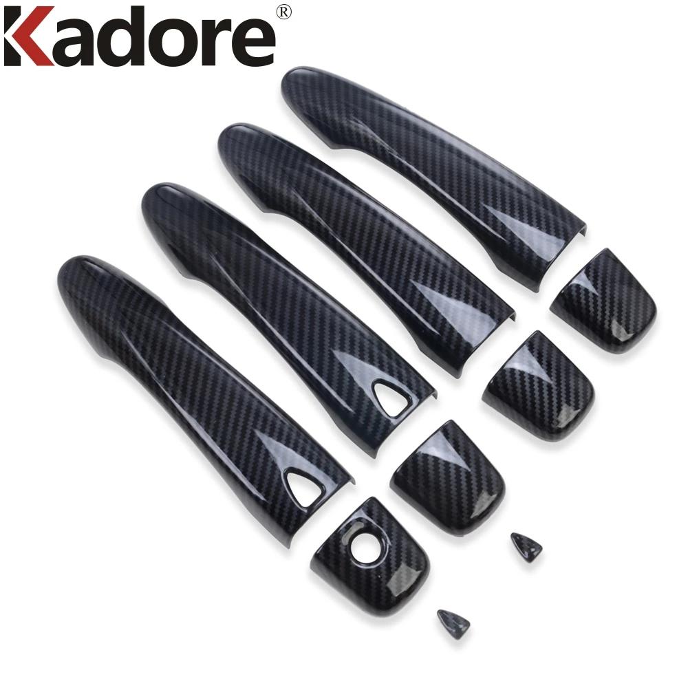 For Nissan Kicks 2017 2018 Carbon Fiber Car Door Handle Cover Trim Side Handles Catch Cap Frame Overlay Accessories