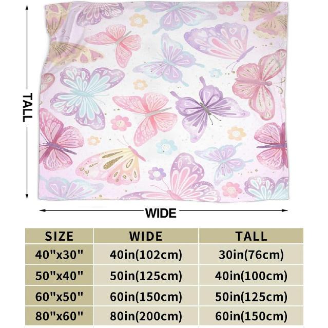 Butterfly Blanket Butterfly Gifts for Women Girls Super Soft Cozy Pink Butterflies Throw Blanket Warm Fuzzy Plush Fleece Bedding Decor Blanket for