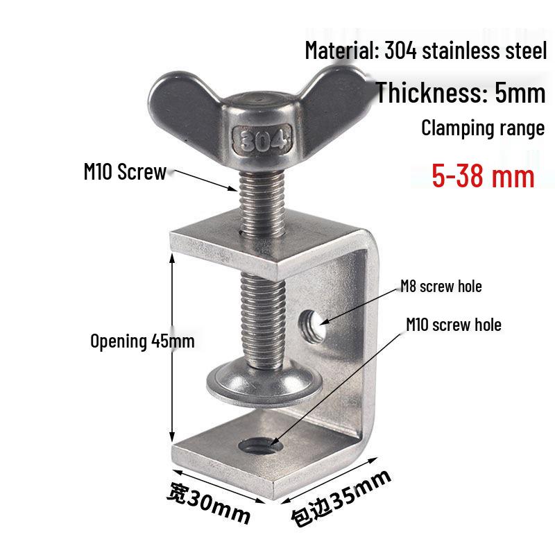 304 Stainless Steel Tiger C-Clamp U-Shaped Fixture with Hand-Tightened Eyebolt