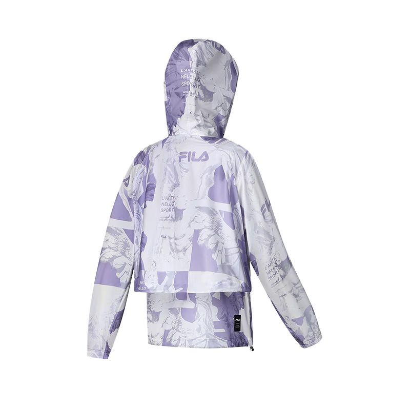Fila Fitness Series All Over Print Letter Zip Up Hooded Sports Jacket Women Jackets A11W421706F-ZA