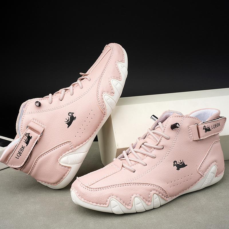 

Женские трендовые ботинки Кожаные ботильоны Повседневные Мотоциклетные Зимняя женская обувь Водонепроницаемые Кроссовки с высоким верхом Роскошная обувь 37